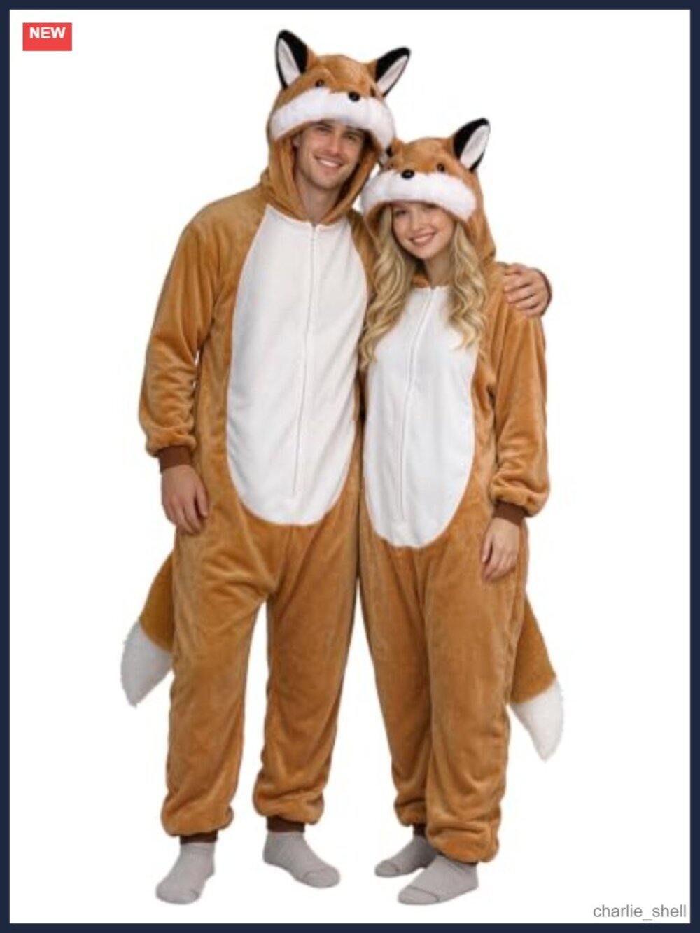Flannel Fox Onesie Adult Costume Hooded One-Piece Pajama Halloween Cosplay
